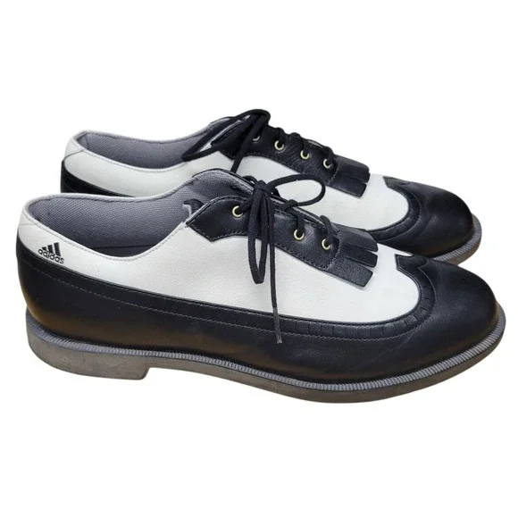 Adidas Womens Golf Shoes Black & White Wingtip Oxford Saddle Style Sz 10.5. H348 - Picture 3 of 13